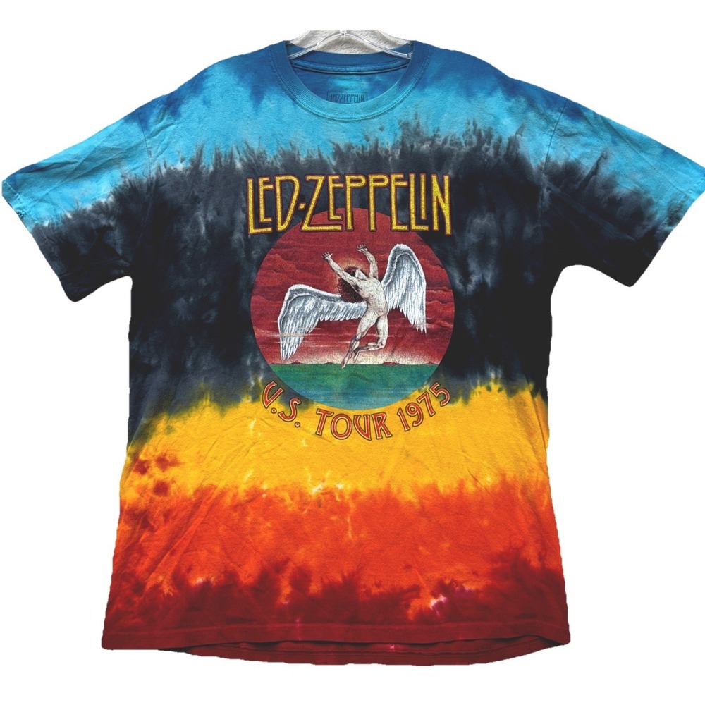 Led Zeppelin Icarus 1975 Tie-Dye T-shirt Size L Swan Song Concert Band Hippie